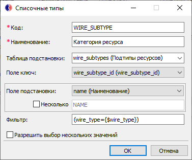 Редактирование списочного типа Редактирование списочного типа