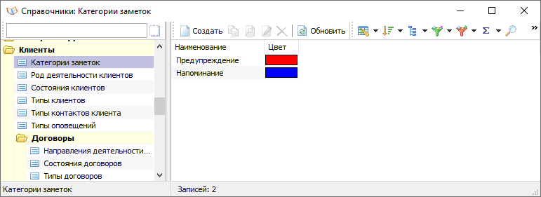 Категории заметок