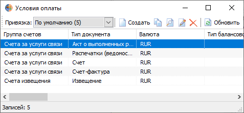 Форма "Условия оплаты" Форма "Условия оплаты"