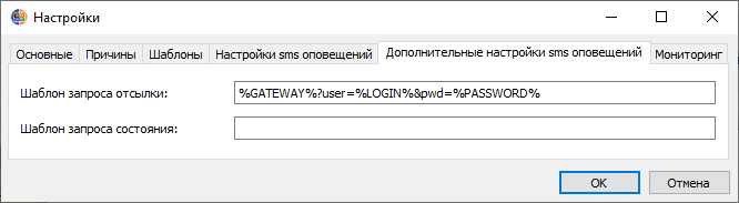 Дополнительные настройки sms оповещений Дополнительные настройки sms оповещений