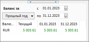 Пример положительного баланса клиента