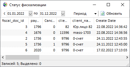 Статус фискализации Статус фискализации